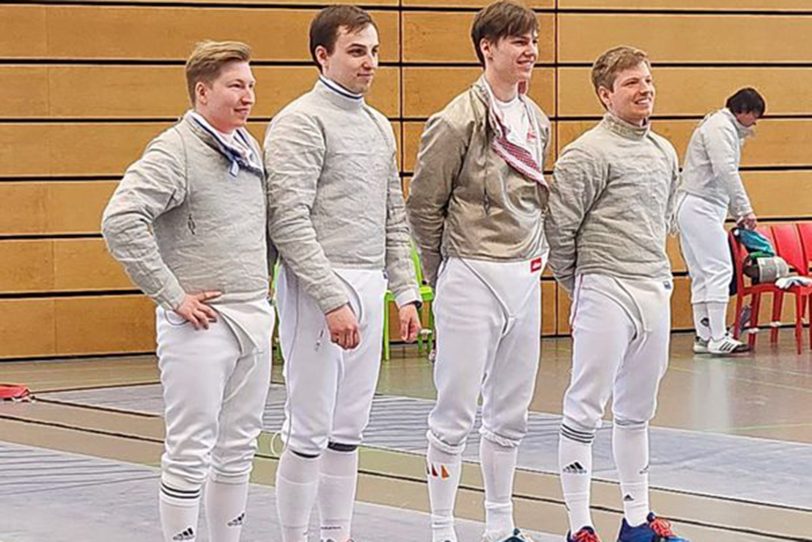 Das HTC-Säbelteam mit (v.li.) Carl David Camus, Dmitriy Borisov, Alessio Witzke und Jan Patrick Camus holte beim Deutschlandpokal den dritten Platz und damit Bronze.