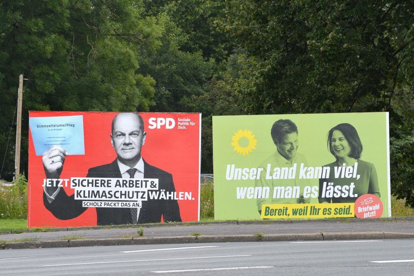 Manche Partei, wie hier zur Bundestagswahl 2021, wird mehr auf Großflächenplakate setzen und weniger kleinere aufhängen.