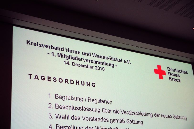 Tagesordnung der 1. Mitgliederversammlung des neuen gemeinsamen KV Herne und Wanne-Eickel e.V.