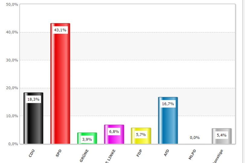 Diagramm Bundestags-Wahl 2017 Ergebnisse Herne. (19.22 Uhr)