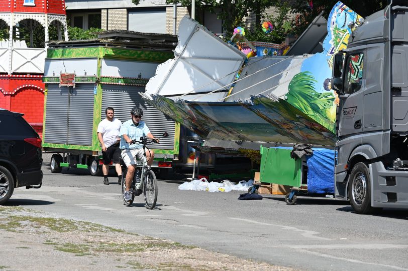 Aufbau der Cranger Kirmes 2022 - Stand 24.07.2022
