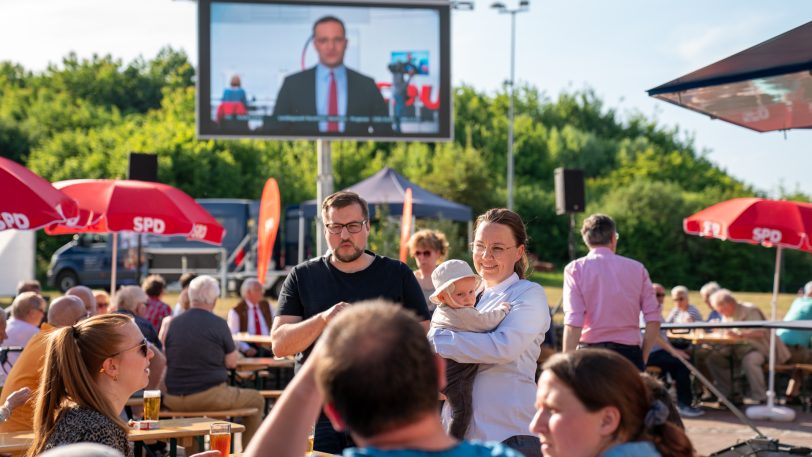 Die SPD-Wahlparty zur Landtagswahl 2022 an den Flottmann-Hallen. Im Bild Michelle Müntefering