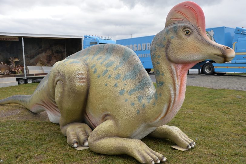 Dinosaurier auf dem Cranger Kirmes Platz 2016.