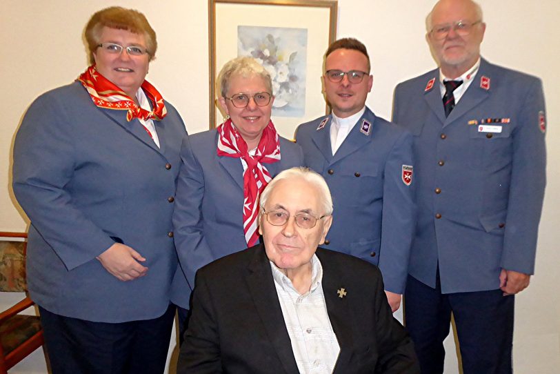 v.l. Die kommissarischen Stadtbeauftragten Susanne Stopka und Cornelia Schulz, Pfarrer i. R. Franz-Josef Adamiak, Vikar Christian Schmidtke und Michael R. Weidling.