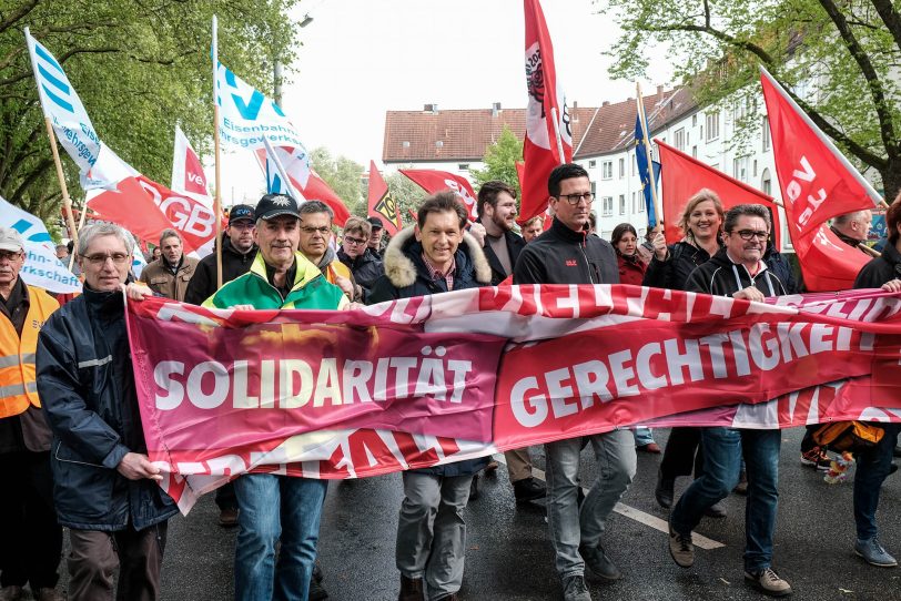 Demonstrations-Zug zum 1. Mai 2018 in Herne.