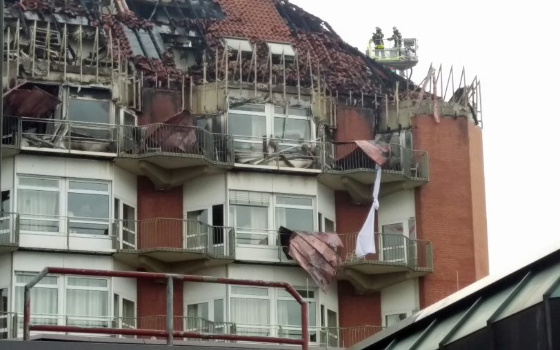 Das Bergmannsheil in Bochum nach dem Großbrand.