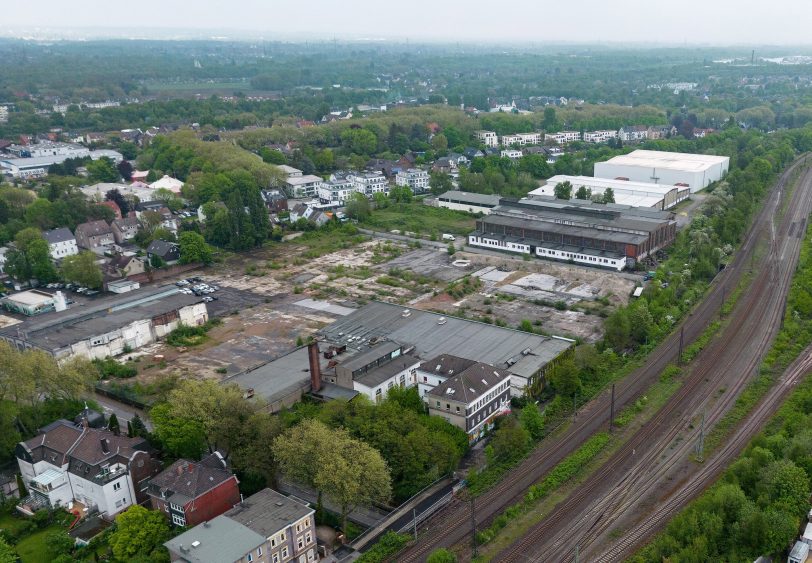 Das Funkenbergquartier von oben - hier soll unter anderem die Hochschule für Polizei und öffentliche Verwaltung des Landes NRW entstehen.