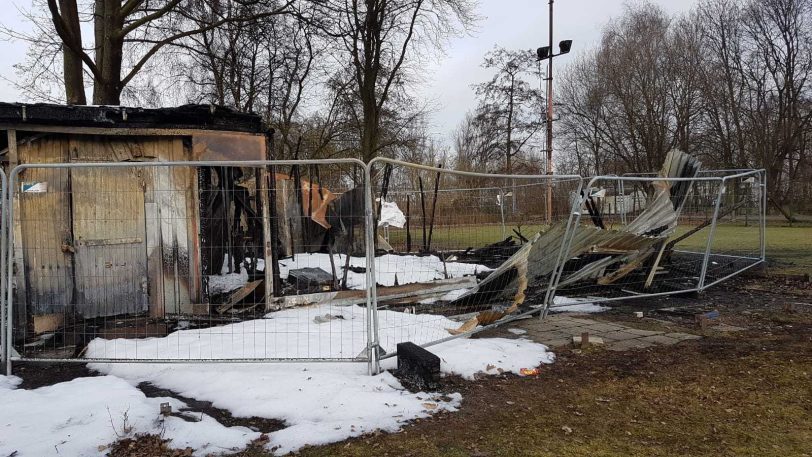 Am nächsten Tag 11.1.2020 - Brand auf dem alten Sportplatzgelände der Westfalia Herne an der Forellstrasse