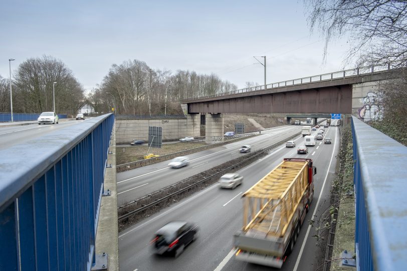 Blick von der Cranger Straße auf die A 43.