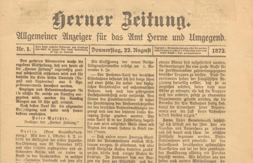 Die erste Ausgabe der Herner Zeitung.