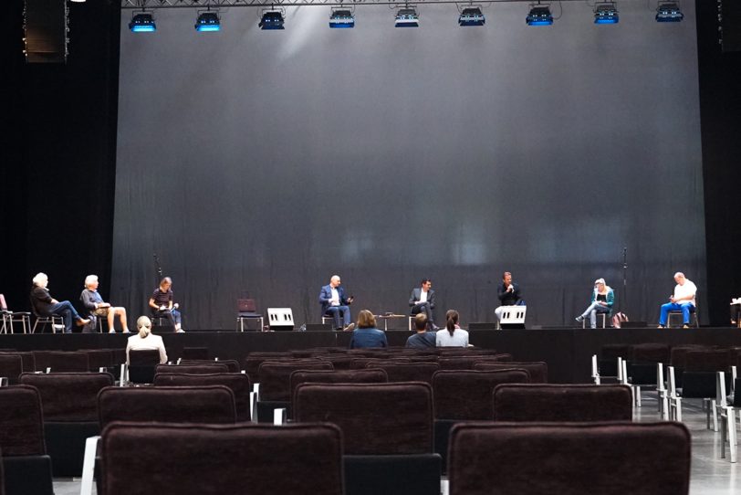 Pressegespräch in der Jahrhunderthalle.