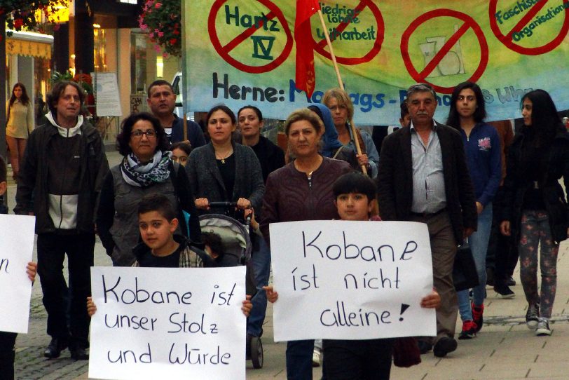 Bei der Demonstration am Montag (29.9.2014) in Herne.