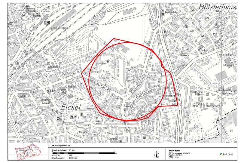 Der Evakuierungsradius rund um die Kastanienallee.