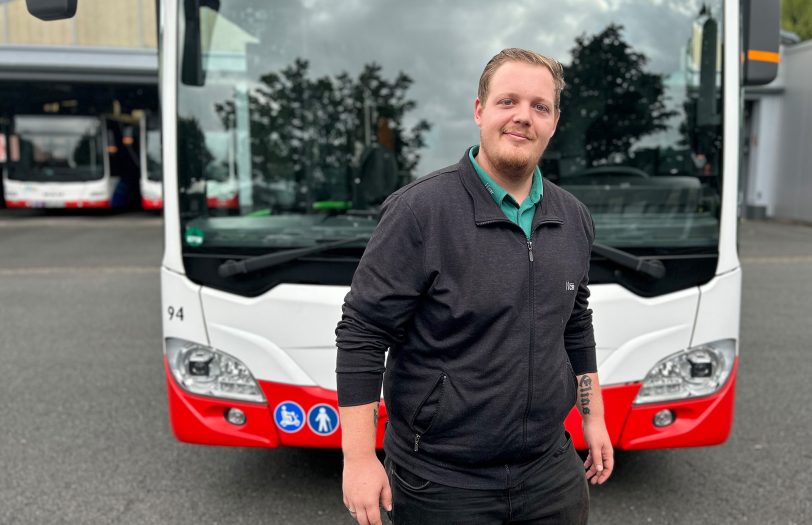 Der 28-jährige Busfahrer Fabian Steinert fährt die Crange-Route